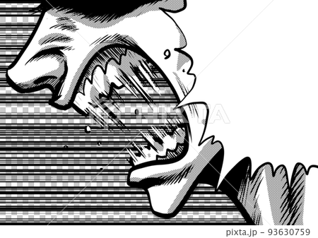 叫ぶ男性の横顔のマンガ劇画風イラスト 93630759
