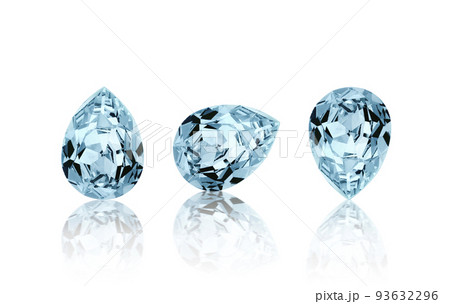 macro stone mineral faceted aquamarine on a white background close-up macro stone mineral faceted aquamarine on a white background close-up 93632296