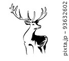 Stag deer sketch vector graphics monochrome black and white drawing 93632602