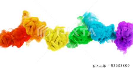 rainbow color puffs of magic fog or smoke 93633300