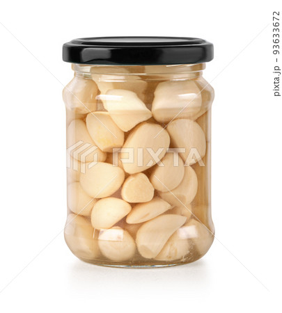 glass jar with pickled garlic 93633672