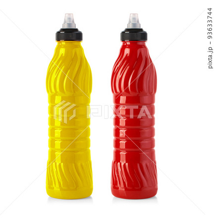 Plastic bottle jar with ketchup and mustard Plastic bottle jar with ketchup and mustard 93633744