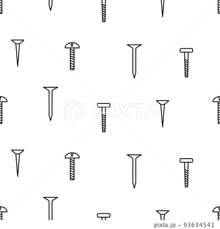Seamless pattern nails screws, vector doodle set of building elements 93634541