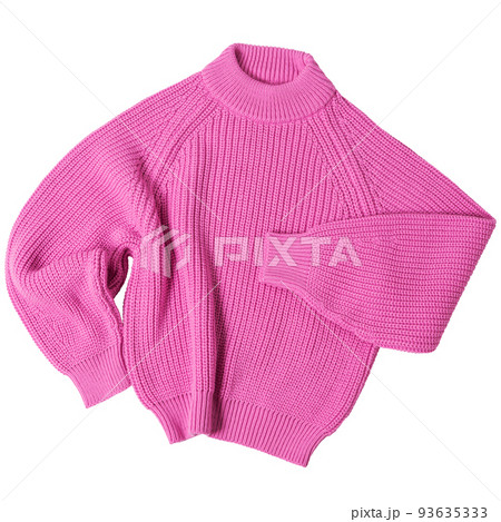 Beautiful pink wool sweater, on a white background, isolate 93635333