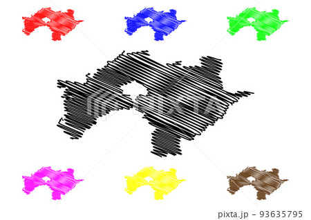 Chiayi County (Administrative divisions of Taiwan, Republic of China, ROC, Counties) map vector illustration, scribble sketch Chiayi map 93635795