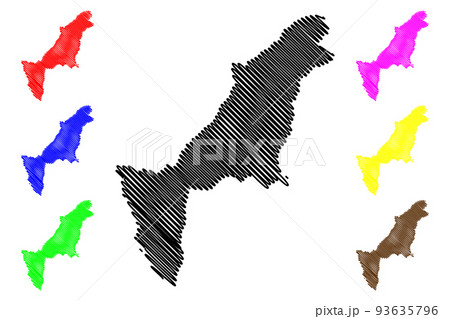 Kaohsiung City (Administrative divisions of Taiwan, Republic of China, ROC, Special municipalities) map vector illustration, scribble sketch Kaohsiung map 93635796