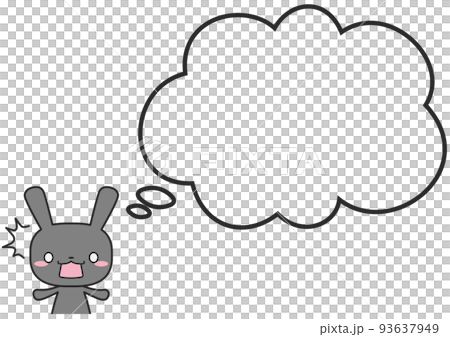 A rabbit with a surprised upper body and a simple fluffy balloon A rabbit with a surprised upper body and a simple fluffy balloon 93637949