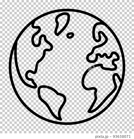 単純化された地球儀、大西洋地域、編集可能なベクターイラスト 93638071