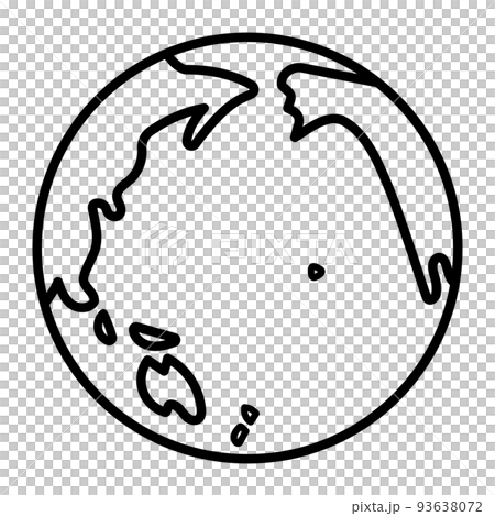 簡化的世界地球儀、太平洋地區、可編輯矢量圖 93638072