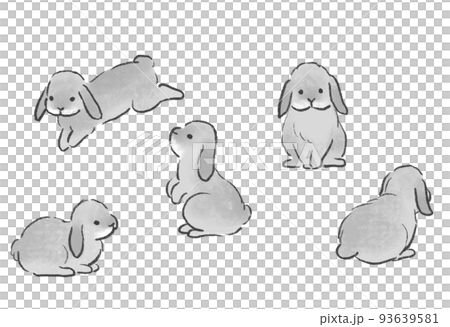 うさぎのかわいいイラスト ポーズ集 たれ耳 ロップイヤー うさぎのかわいいイラスト ポーズ集 たれ耳 ロップイヤー 93639581