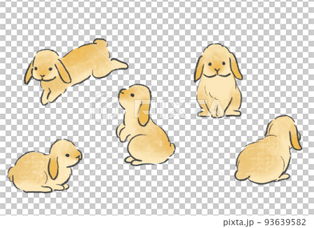 うさぎのかわいいイラスト ポーズ集 たれ耳 ロップイヤー うさぎのかわいいイラスト ポーズ集 たれ耳 ロップイヤー 93639582