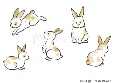 うさぎのかわいいイラスト　ポーズ集 93639587