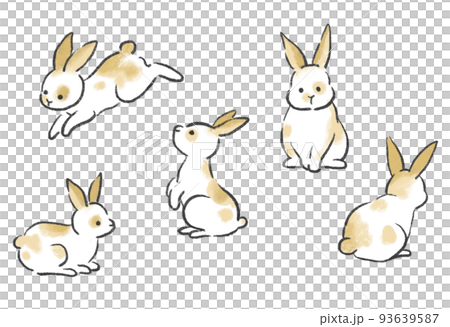 うさぎのかわいいイラスト　ポーズ集 93639587