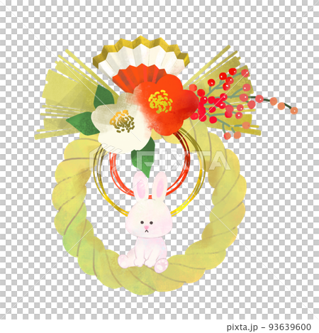 Shimenawa 和兔子插畫新年裝飾兔年 Shimenawa 和兔子插畫新年裝飾兔年 93639600