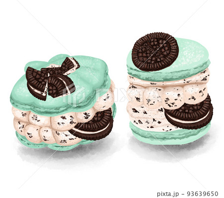 オレオトゥンカロン　シェルマカロン　オレオクッキーのスイーツ　マカロン　セット　韓国スイーツ　挿絵 93639650