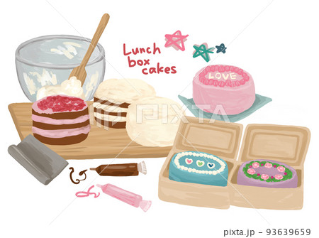 ランチボックスケーキ お弁当ケーキ Lunch Box Cake 手作りイラスト ランチボックスケーキ お弁当ケーキ Lunch Box Cake 手作りイラスト 93639659