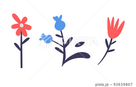 Flowers on Stalk as Planet and Nature Conservation Attribute Vector Set 93639807