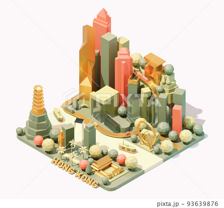 Vector isometric Hong Kong skyline 93639876