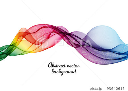 Rainbow transparent wavy wave on white background, design element 93640615