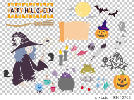 Halloween witch illustration set Halloween witch illustration set 93640766