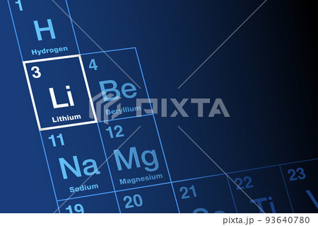 Lithium, chemical element on periodic table of elements. Alkali metal, with element symbol Li, from Greek lithos, stone. Atomic number 3. Used for heat resistant glass and ceramics, and for batteries. 93640780