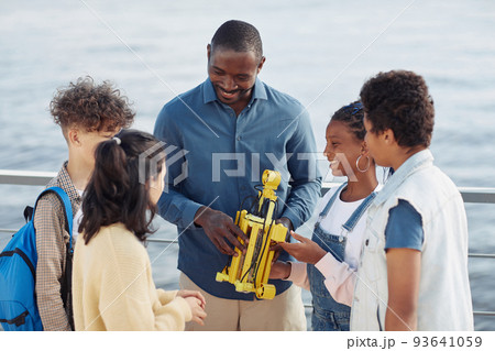 Diverse Group of Kids in Robotics Class Outdoors 93641059