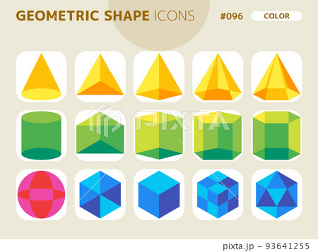 立方体に関連するカラースタイルのアイコンセット_096 93641255