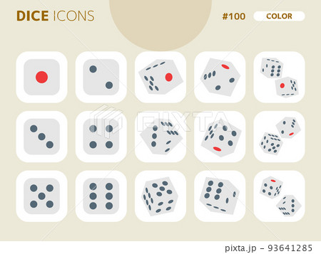 サイコロに関連するカラースタイルのアイコンセット_100 サイコロに関連するカラースタイルのアイコンセット_100 93641285