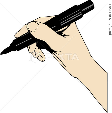 サインペンを使う手のベクターイラスト 93641504