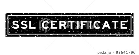 Grunge black SSL certified word square rubber seal stamp on white background 93641796