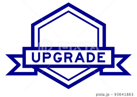 Vintage hexagon label banner with word upgrade in blue color on white background Vintage hexagon label banner with word upgrade in blue color on white background 93641863