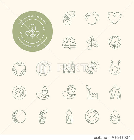 Vector set of design elements, logo design templates, icons, and badges in trendy linear style. 93643084