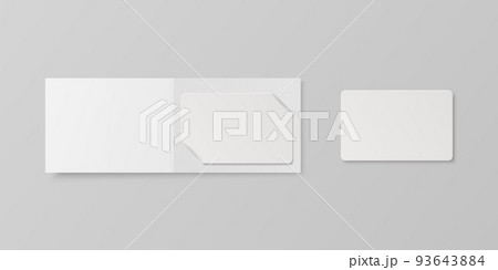 Vector 3d Realistic White Guest Room, Plastic Hotel Apartment Keycard, ID Card, Sale, Credit Card. Design Template with Paper Cover Case, Wallet for Mockup, Branding. Top View 93643884