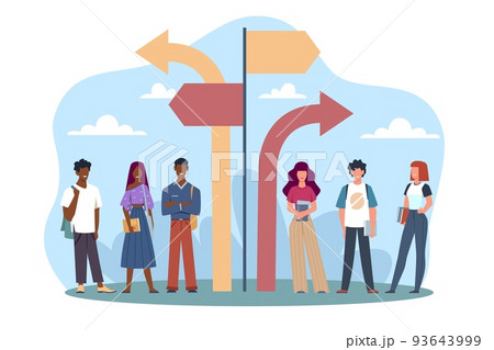 Stereotypical division based on ethnic race. Separation by religion. Minority discrimination, community problem, sorting persons. Vector cartoon flat segregation and racism concept 93643999