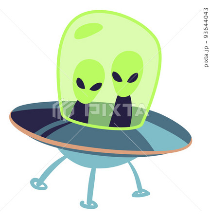 Green alien in flying saucer. Ufo spaceship icon Green alien in flying saucer. Ufo spaceship icon 93644043
