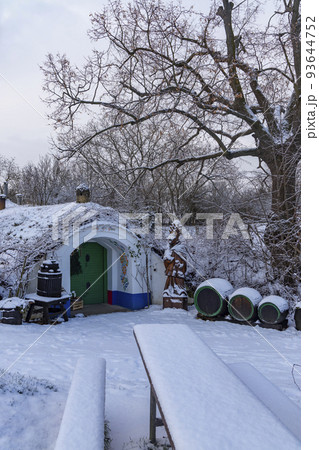 Group of typical outdoor wine cellars in Plze near Petrov, Southern Moravia, Czech Republic 93644752