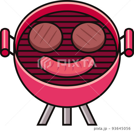 Smiling barbecue grill illustrationのイラスト素材 [93645056] - PIXTA