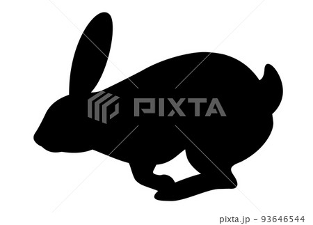 横向きに走るウサギのシルエットイラストのイラスト素材