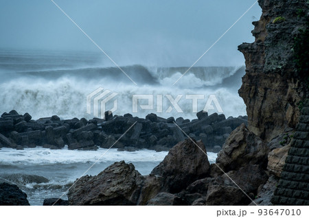 湘南七里ヶ浜・小動岬の台風のウネリ 湘南七里ヶ浜・小動岬の台風のウネリ 93647010