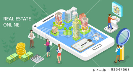 3D Isometric Flat Vector Conceptual Illustration of Real Estate Online 3D Isometric Flat Vector Conceptual Illustration of Real Estate Online 93647663