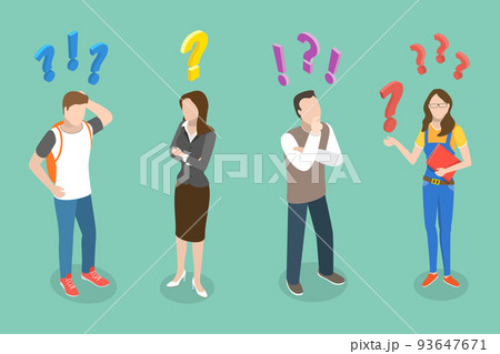 3D Isometric Flat Vector Conceptual Illustration of Thinking People 93647671