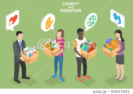 3D Isometric Flat Vector Conceptual Illustration of Charity And Donation 93647691