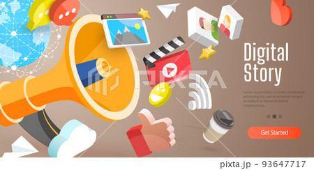 3D Vector Conceptual Illustration of Digital Storyのイラスト素材 [93647717 ...
