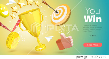 3D Vector Conceptual Illustration of You Win 93647720