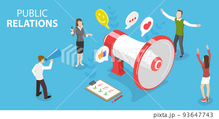 3D Isometric Flat Vector Conceptual Illustration of Public Relations 93647743