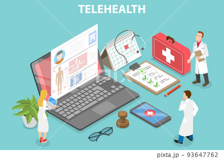 3D Isometric Flat Vector Conceptual Illustration of Telemedicine and Online Healthcare 93647762