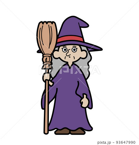 ハロウィンで使いやすいシンプルな魔女のイラストのイラスト素材
