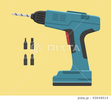electric screwdriver power tool bits cartoon style vector flat illustration electric screwdriver power tool bits cartoon style vector flat illustration 93648014