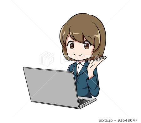 PC前で案内するスーツの女性 93648047