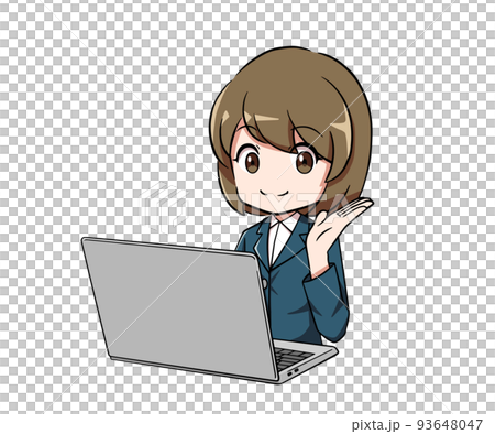 PC前で案内するスーツの女性 93648047